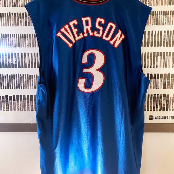 Champion - Allen Iverson Philadelphia 76ers Authentic Jersey (52) BLUE ALTERNATE - Picture 2 of 15